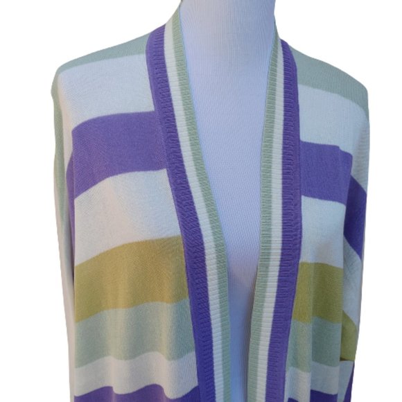 Skylar Rose Multicolor Purple Striped Cardigan Sweater NEW - Picture 3 of 8